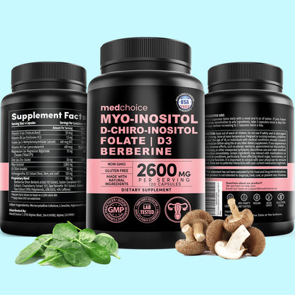 Tabletas MEDCHOICE inositol soporte hormonal mujeres vista cercana