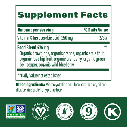 Tabletas MegaFood Complex C suplemento con ingredientes naturales