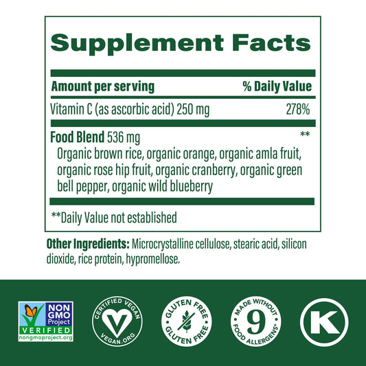 Tabletas MegaFood Complex C suplemento con ingredientes naturales