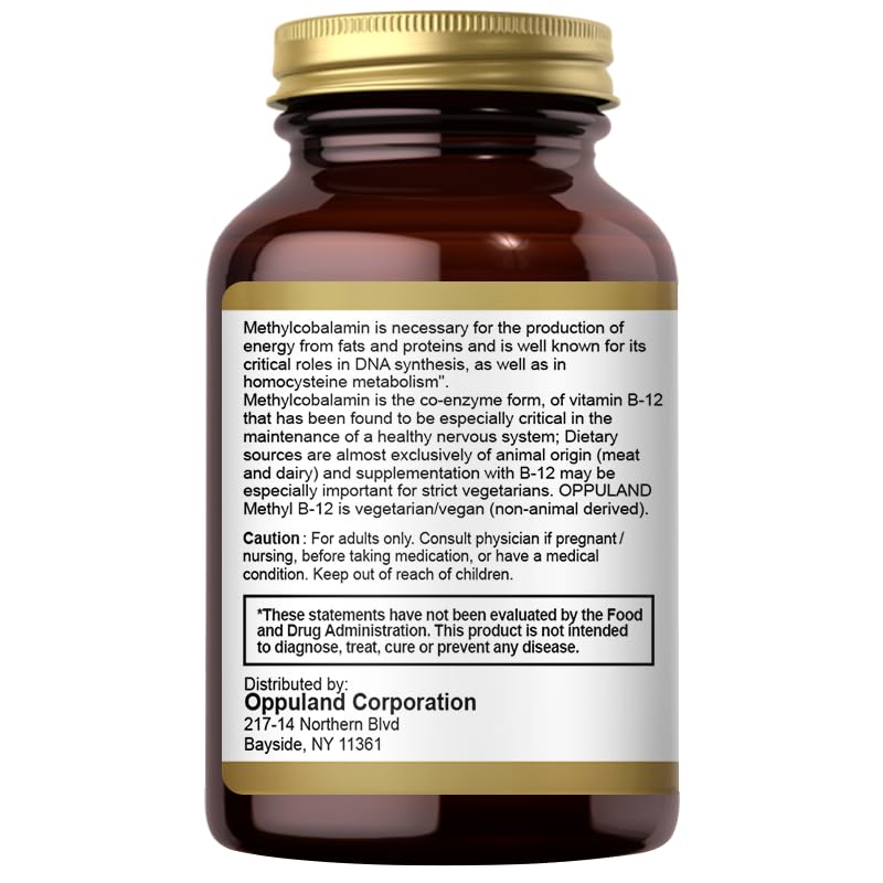 tabletas metil b12 5000mcg oppuland para apoyo nervioso y cerebral