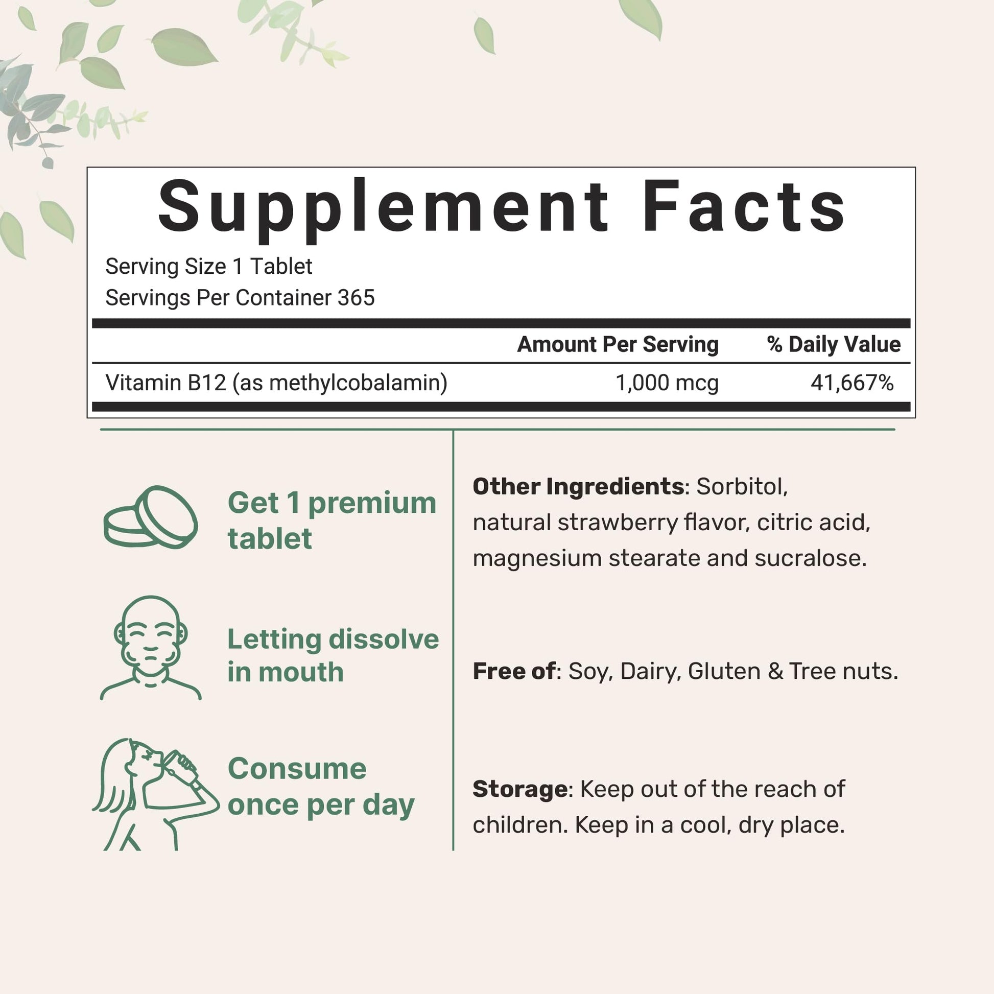Tabletas Micro Ingredients B12 sabor fresa