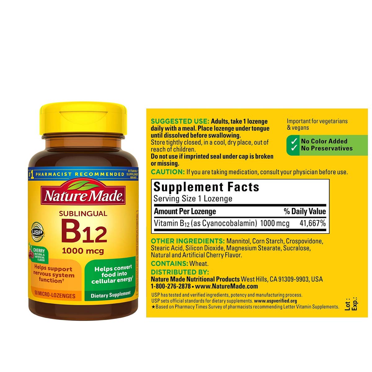 Tabletas micro-losetas Nature Made vitamina B-12 sabor cereza