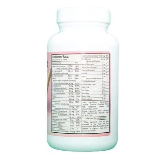 Tabletas multivitamínicas para mujeres New Life Women's lado