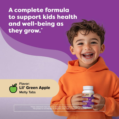 Tabletas multivitaminas Renzo's para niños selectivos con ingredientes limpios
