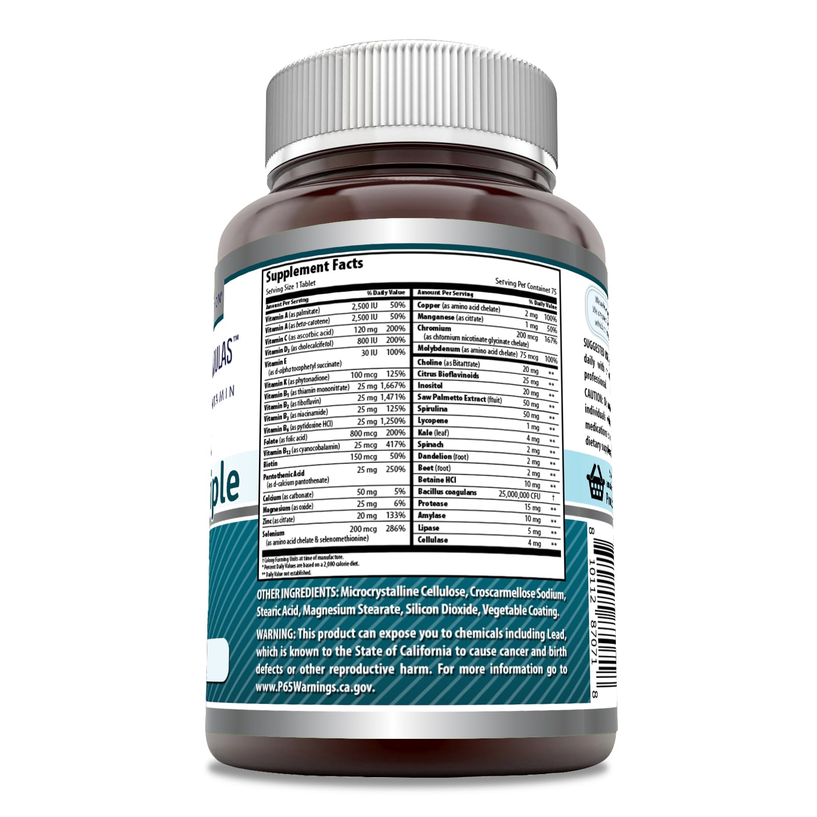Tabletas multivitamínicas para hombres Amazing Formulas presentación