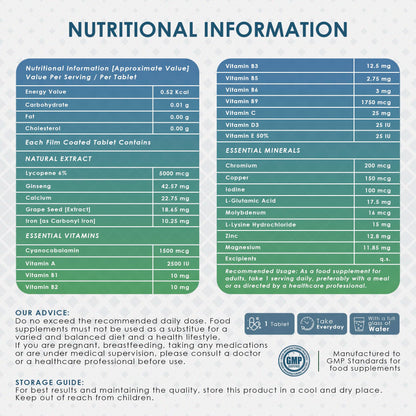 Tabletas multivitamínicas para salud y bienestar