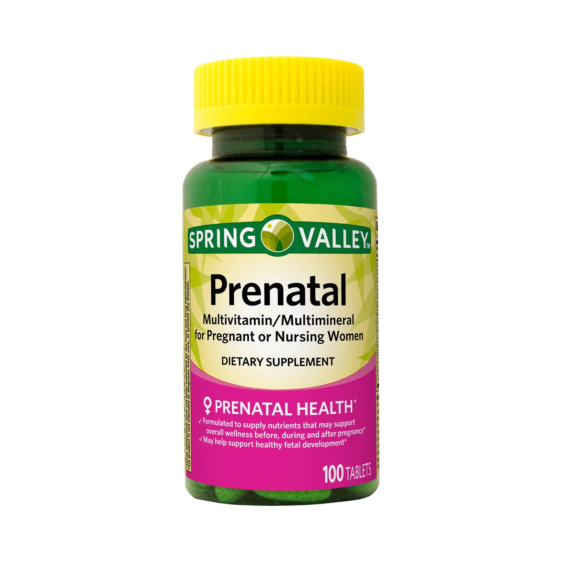 Tabletas multivitamínico prenatal Spring Valley LUAL para embarazo