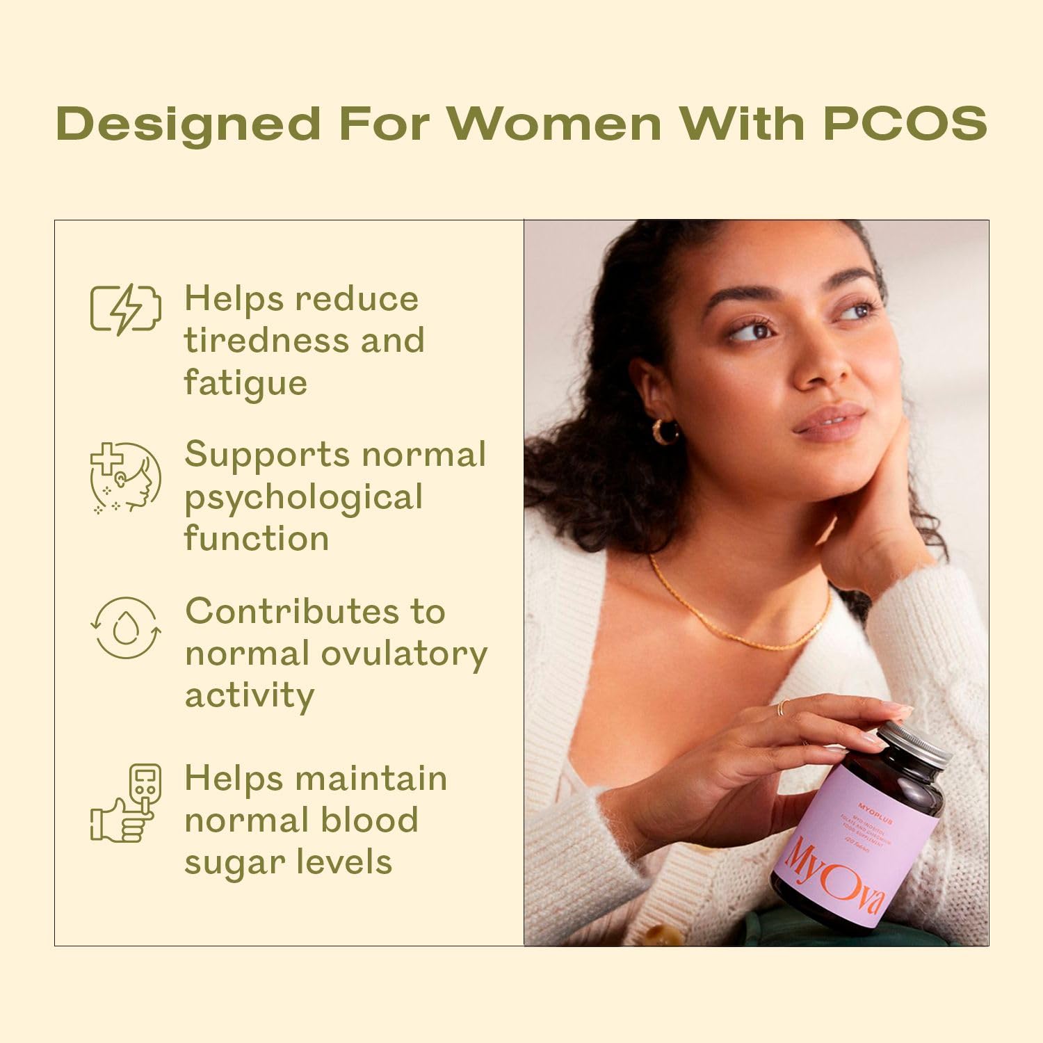 Tabletas MyOva Myoplus myo-inositol y folato para mujeres