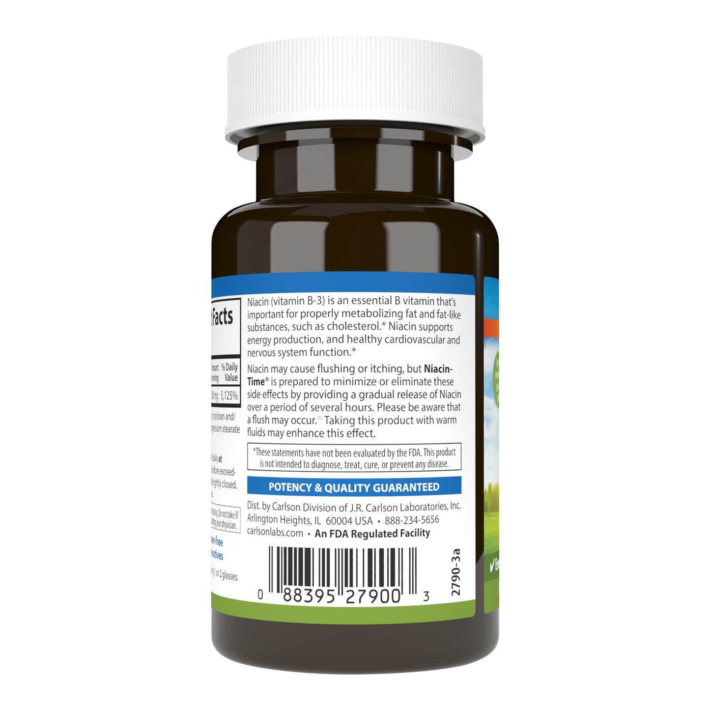 Tabletas Niacin-Time 500mg para metabolismo colesterol Carlson