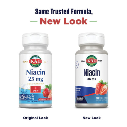 Tabletas niacina Kal 25 mg suplemento dietético fresa