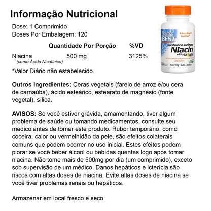 Tabletas de niacina liberación prolongada Doctors Best 120 cuenta