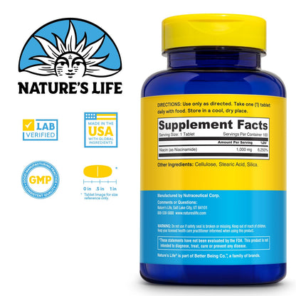 Tabletas niacinamida naturaleza vida 1000mg