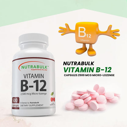 Tabletas NutraBulk vitamina B-12 2500mcg sabor cereza