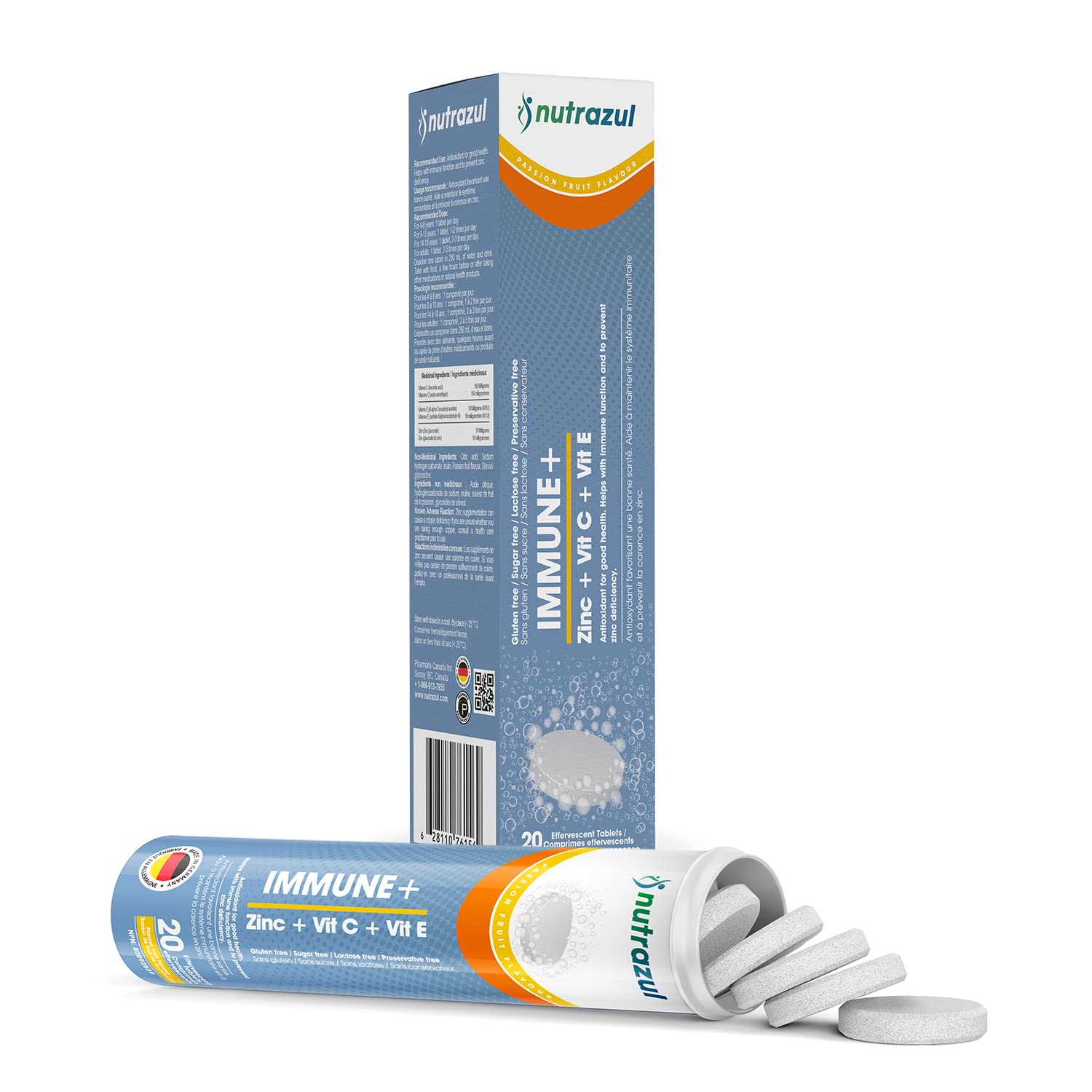 Tabletas Nutrazul Immune+ con caja ilustrativa