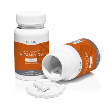 Tabletas Omax3 vitamina D3 y calcio para salud ósea