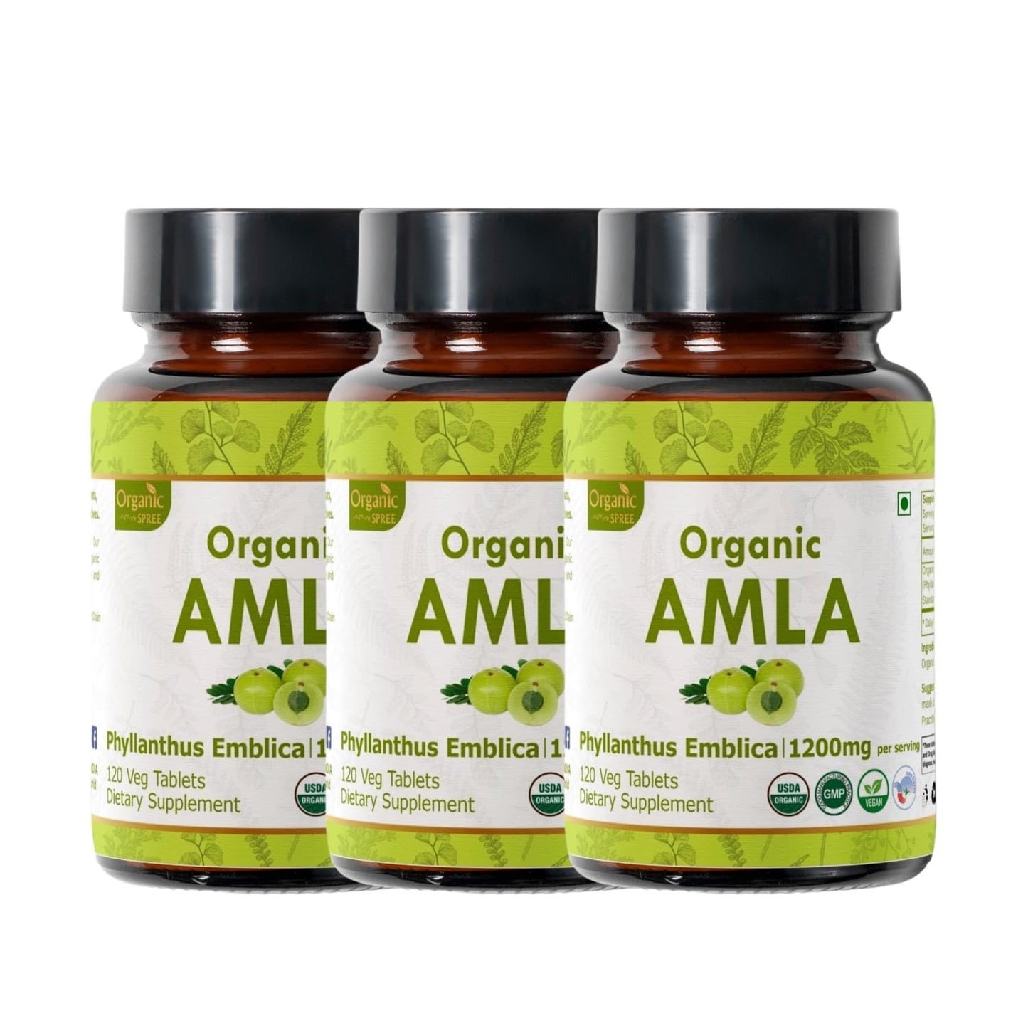 Tabletas orgánicas amla Organic Spree paquete 3 envases