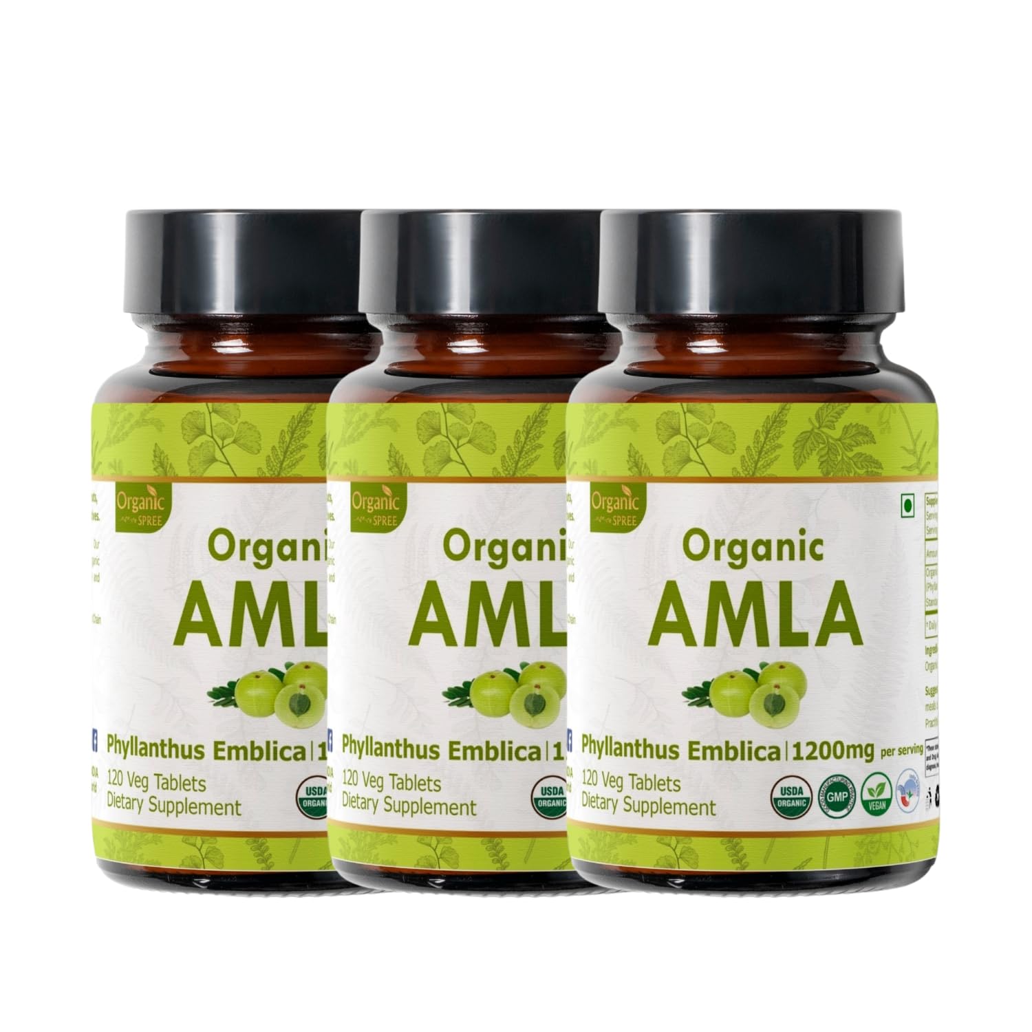 Tabletas orgánicas amla Organic Spree paquete 3 envases