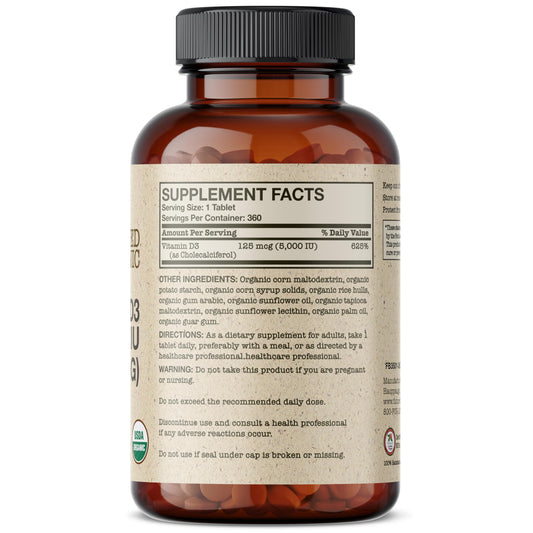 Tabletas orgánicas vitamina D3 Futurebiotics para salud inmune