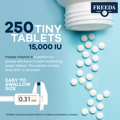 Tabletas pequeñas Vitamina A Freeda para fácil ingestión
