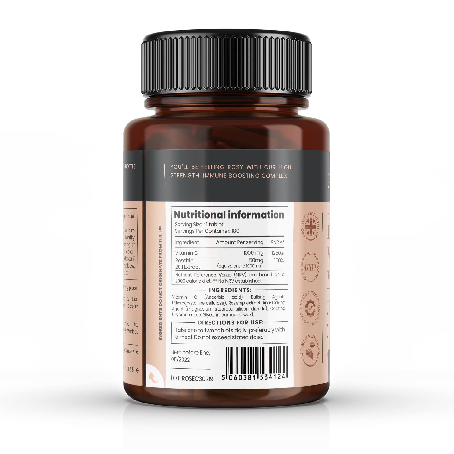 Tabletas pureclinica Vitamina C con Rosa Mosqueta 2000mg