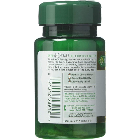 Tabletas de rápida disolución vitamina B12 Nature's Bounty