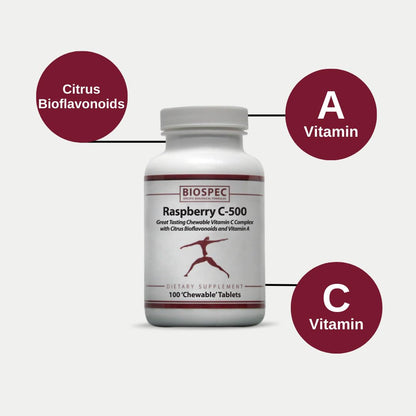 Tabletas Raspberry C-500 para fortalecer sistema inmune y antioxidante