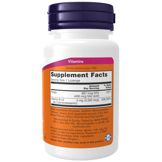 Tabletas rosa claro con motas Vitamin B-12 NOW para sistema nervioso
