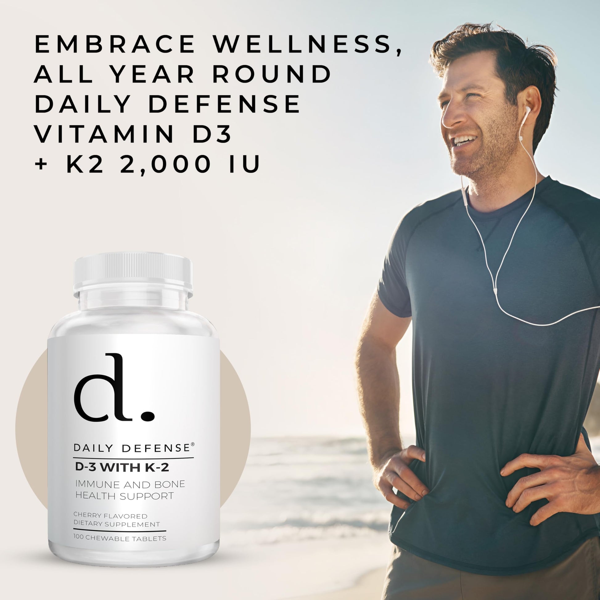 Tabletas sabor cereza vitamina d3 k2 daily defense
