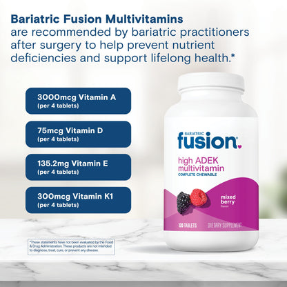 Tabletas sabor frutas mixtas Bariatric Fusion con hierro