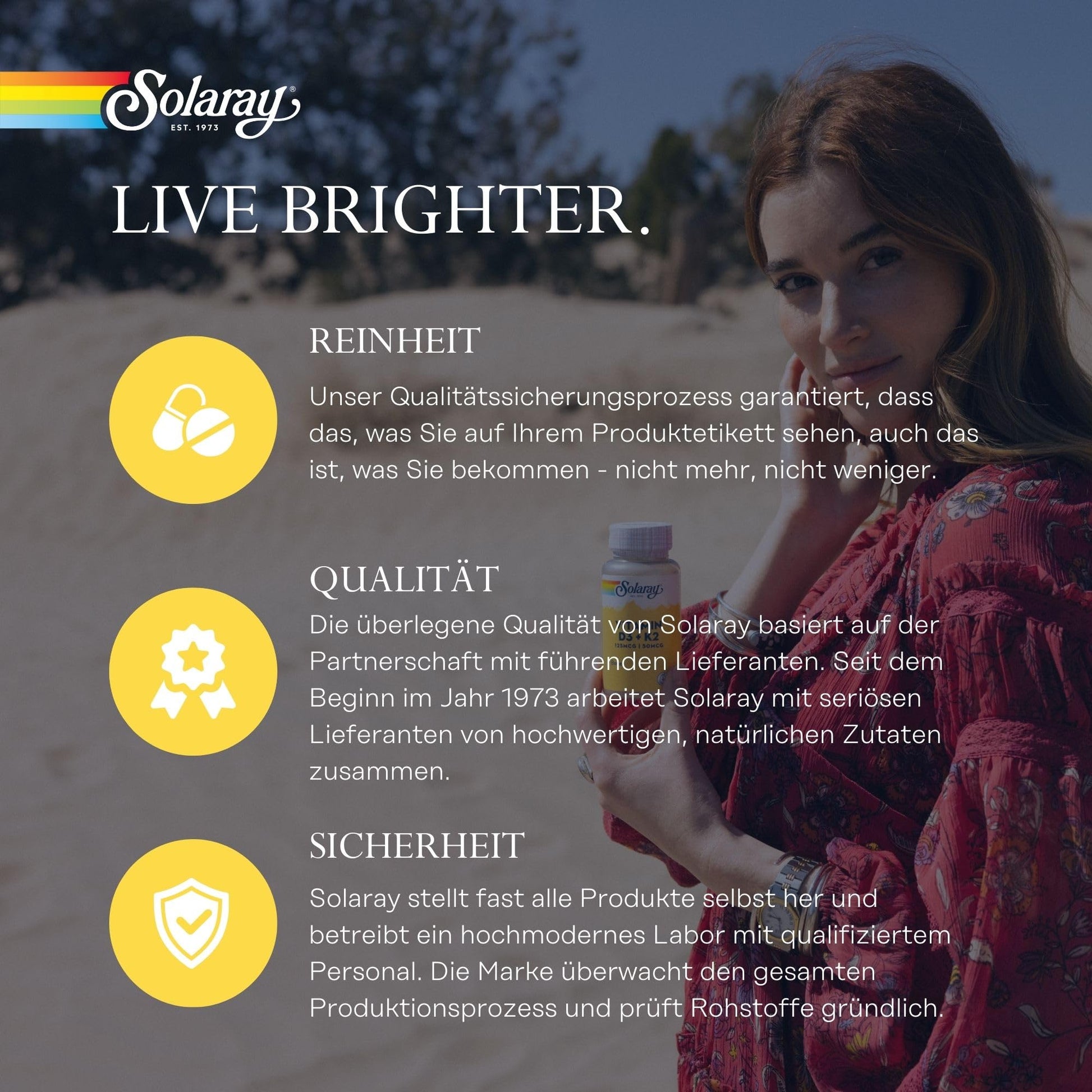 Tabletas Solaray C con acerola y soporte vitamínico