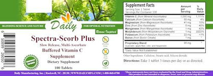 Tabletas Spectra-Scorb Plus liberación lenta Vitamina C