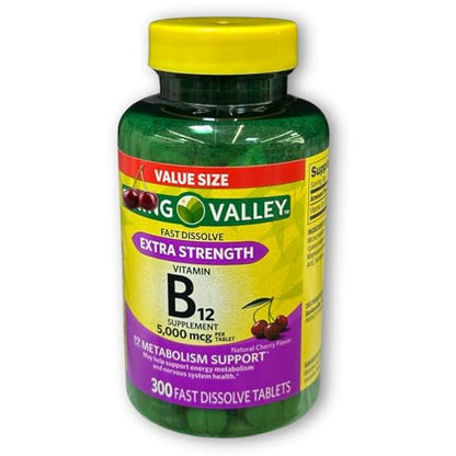 Tabletas Spring Valley vitamina B12 caja abierta