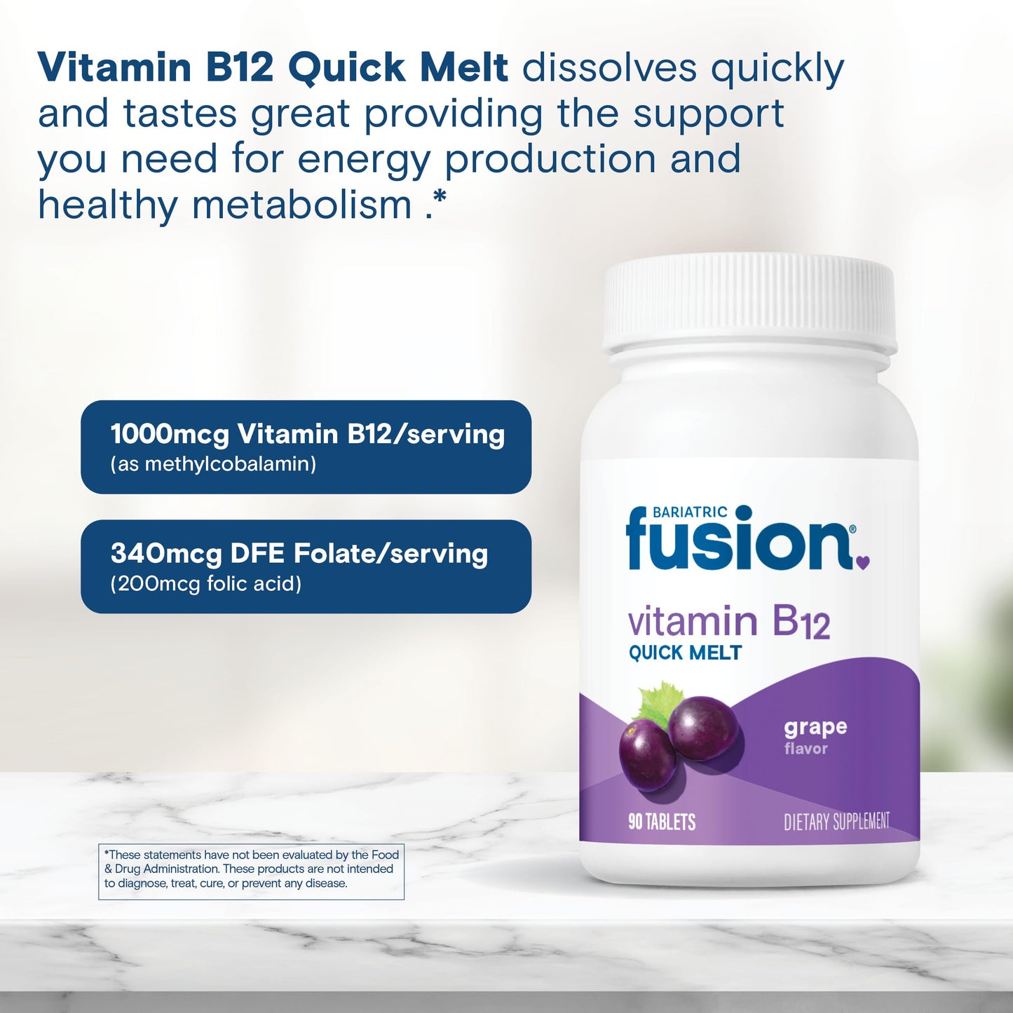 Tabletas sublinguales de B12 Bariatric Fusion con ácido fólico