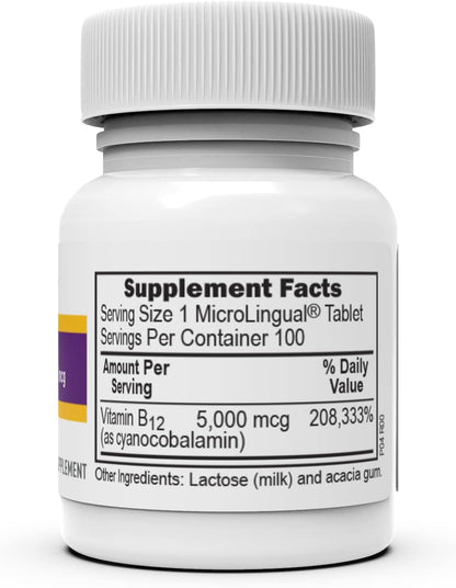 Tabletas sublinguales disolviéndose Superior Source vitamina B-12 5000 mcg