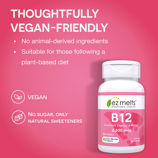 Tabletas sublinguales EZ Melts vitamina B12 sin azúcar