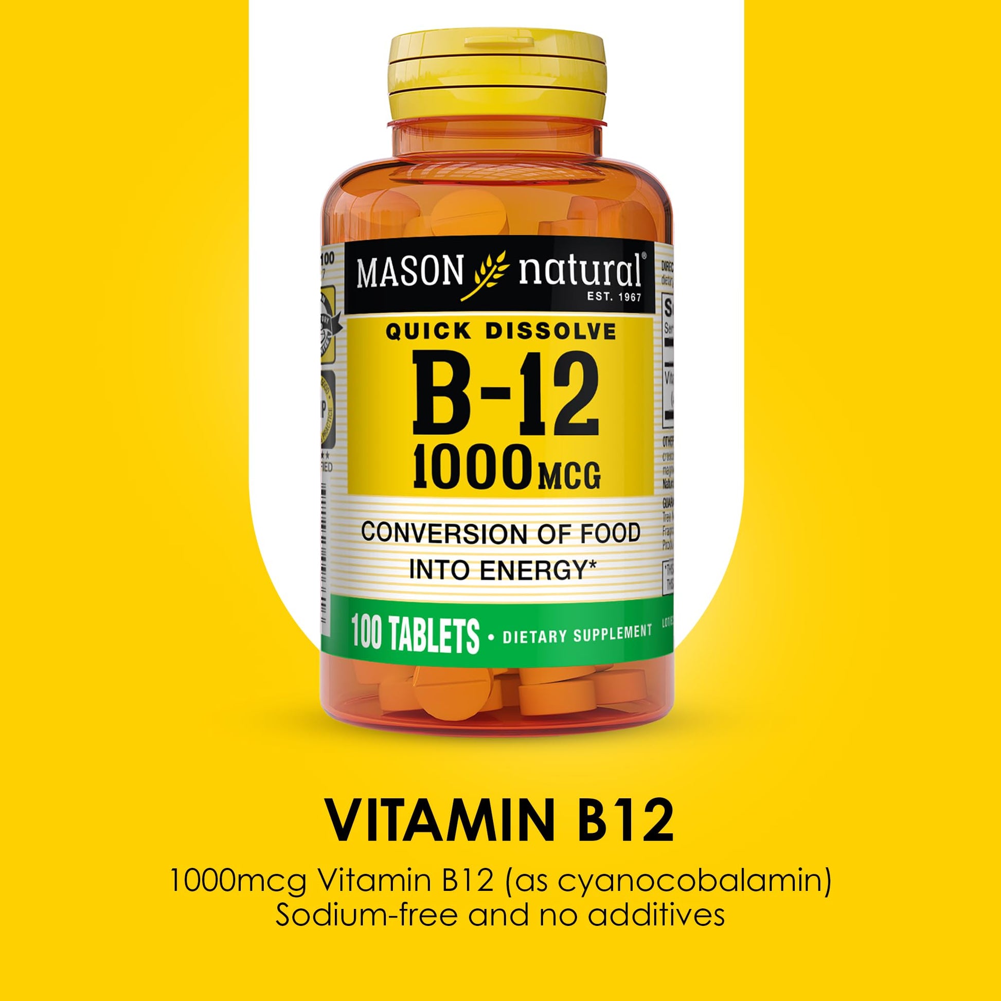 Tabletas sublinguales Mason Natural B12