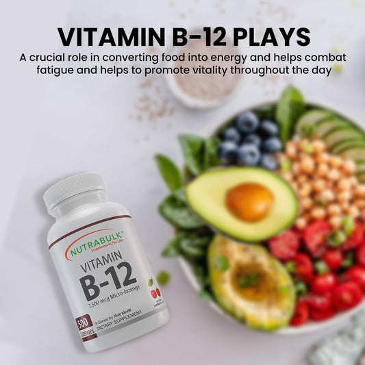 Tabletas sublinguales NutraBulk vitamina B-12 2500mcg