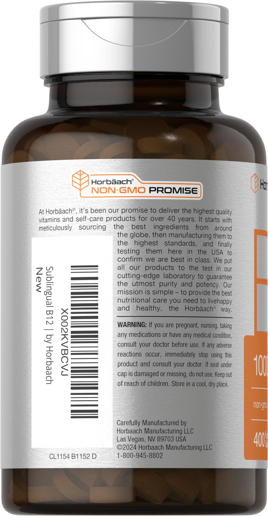 Tabletas sublinguales de vitamina B12 Horbaach
