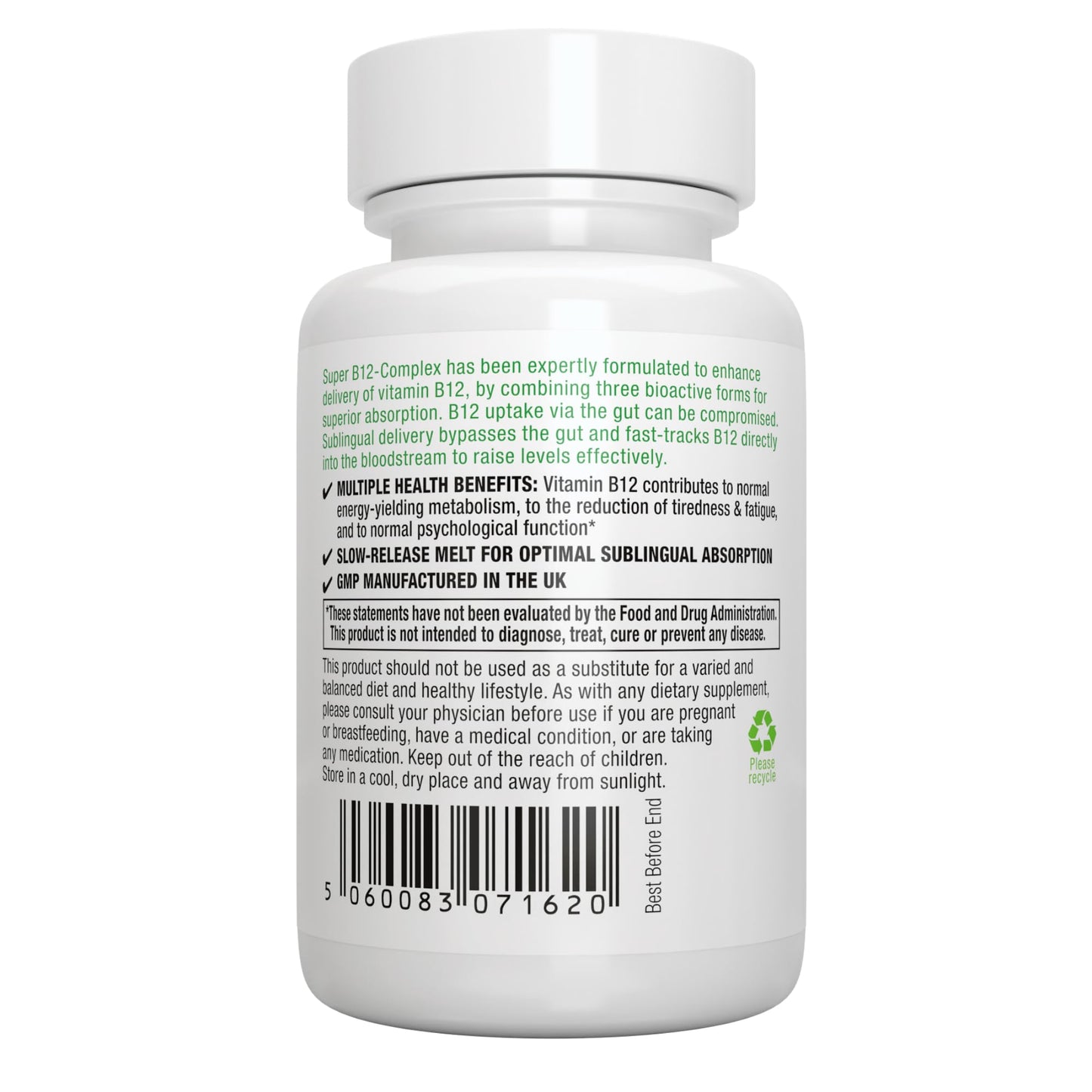 Tabletas sublinguales de vitamina B12 Igennus para energía
