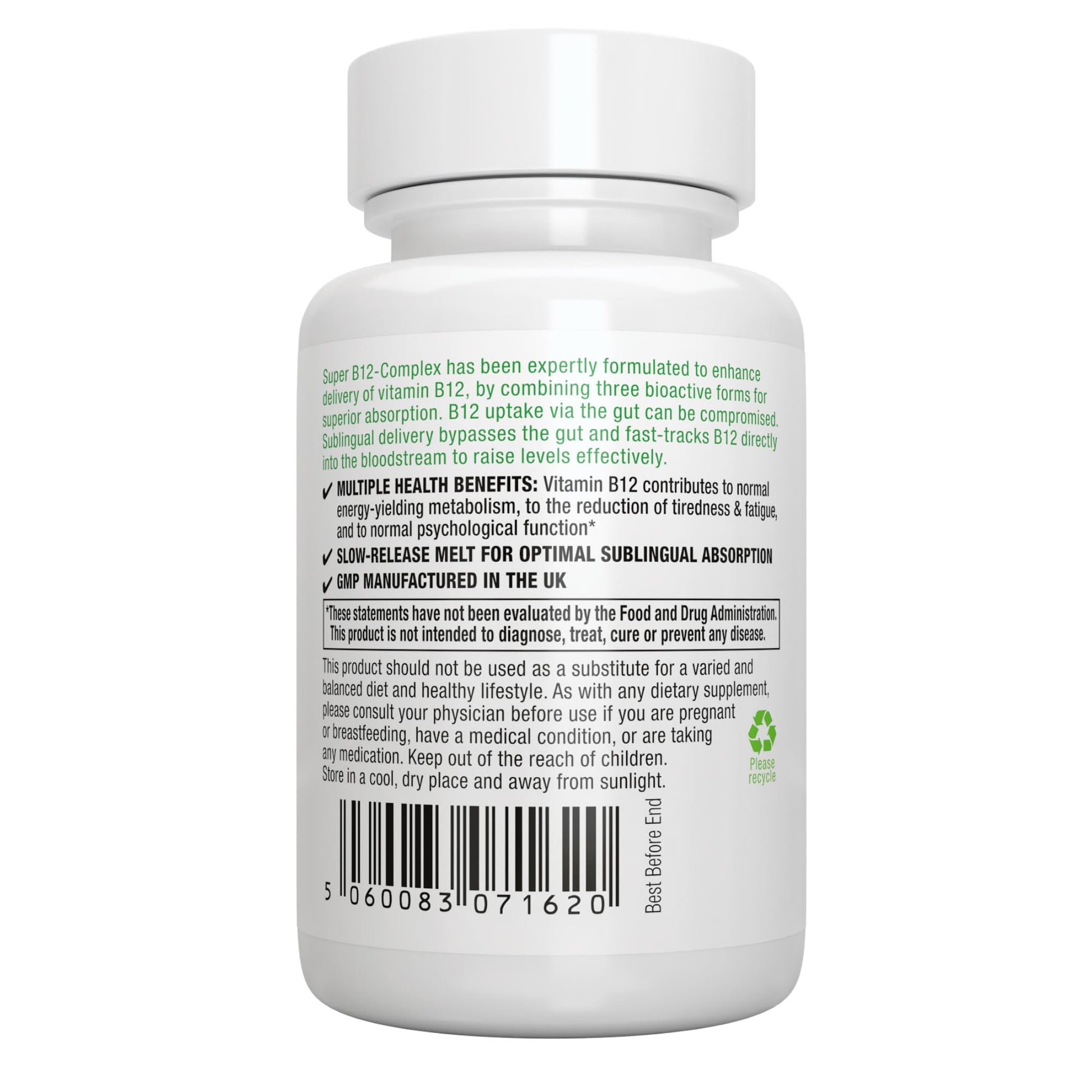 Tabletas sublinguales de vitamina B12 Igennus para energía