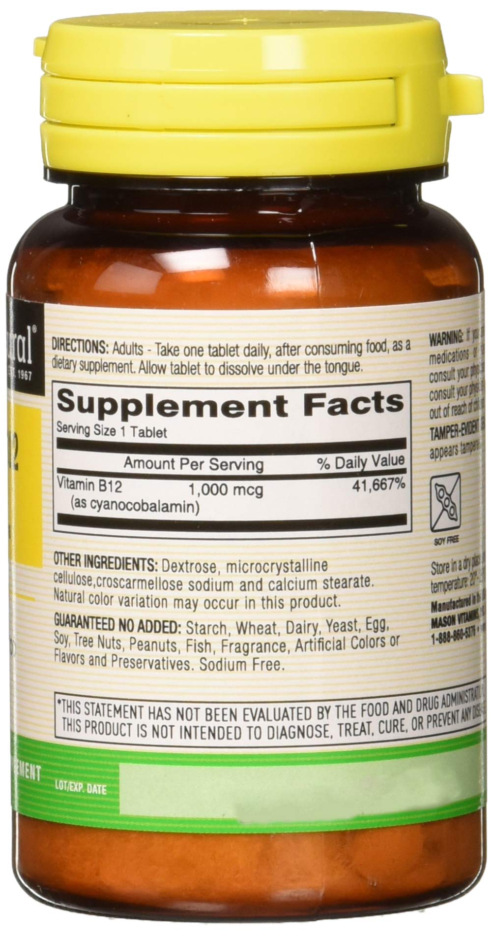 tabletas sublinguales vitamina b-12 mason natural para energía