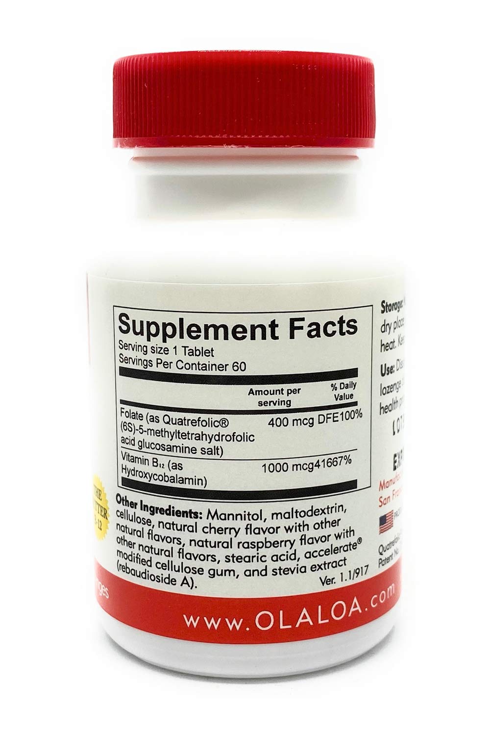 Tabletas sublinguales de vitamina B12 Ola Loa sabor cereza