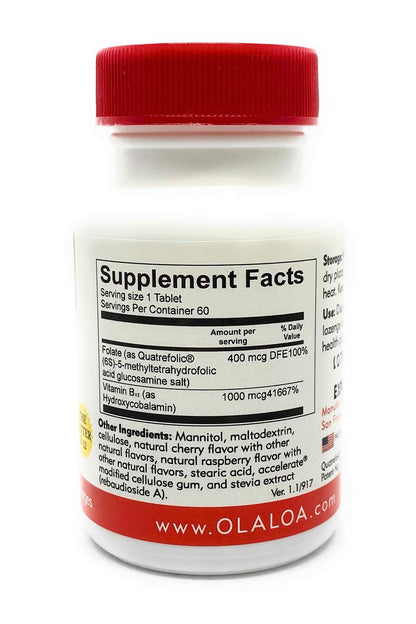 Tabletas sublinguales de vitamina B12 Ola Loa sabor cereza