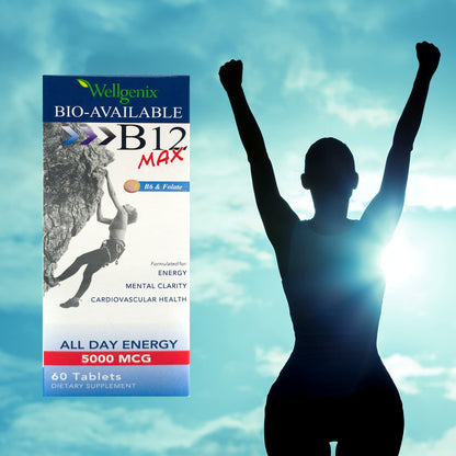 Tabletas sublinguales Wellgenix vitamina b12 para energía rápida