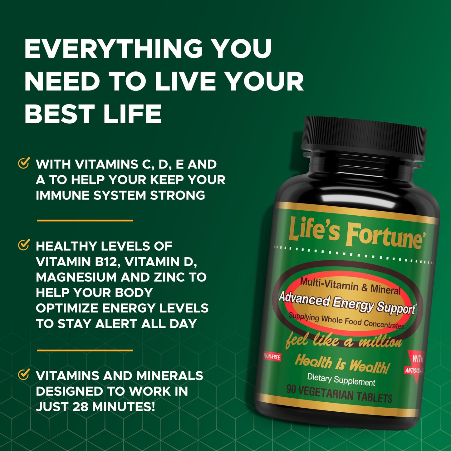 Tabletas del suplemento multivitamínico Life's Fortune