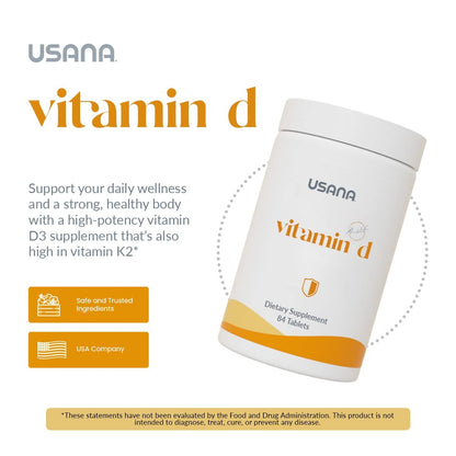 Tabletas suplemento USANA vitamina d2,000 ui para salud inmunológica