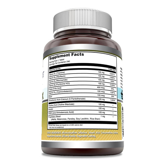 Tabletas suplemento vitamina B Amazing Formulas close up