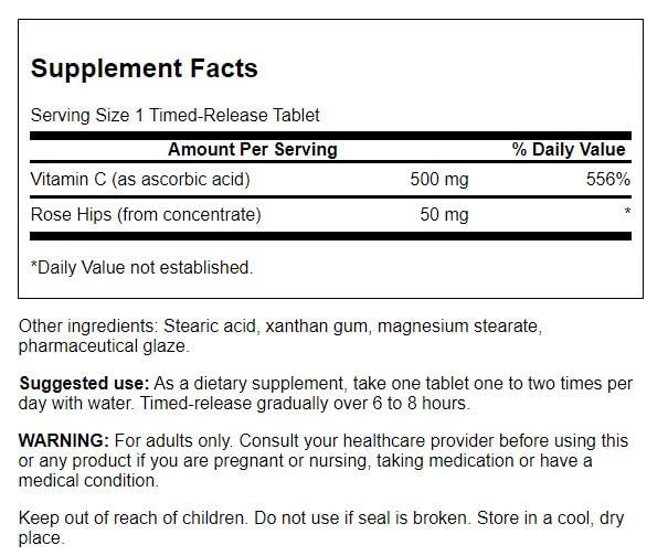 Tabletas Swanson vitamina C con escaramujo para salud