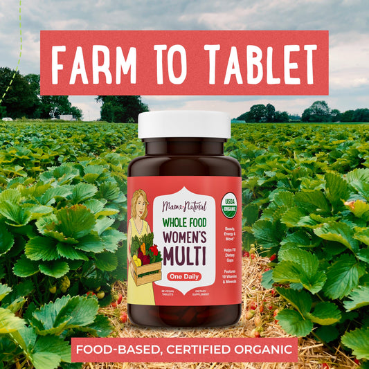 Tabletas veganas multivitamínico Mama Natural para salud femenina