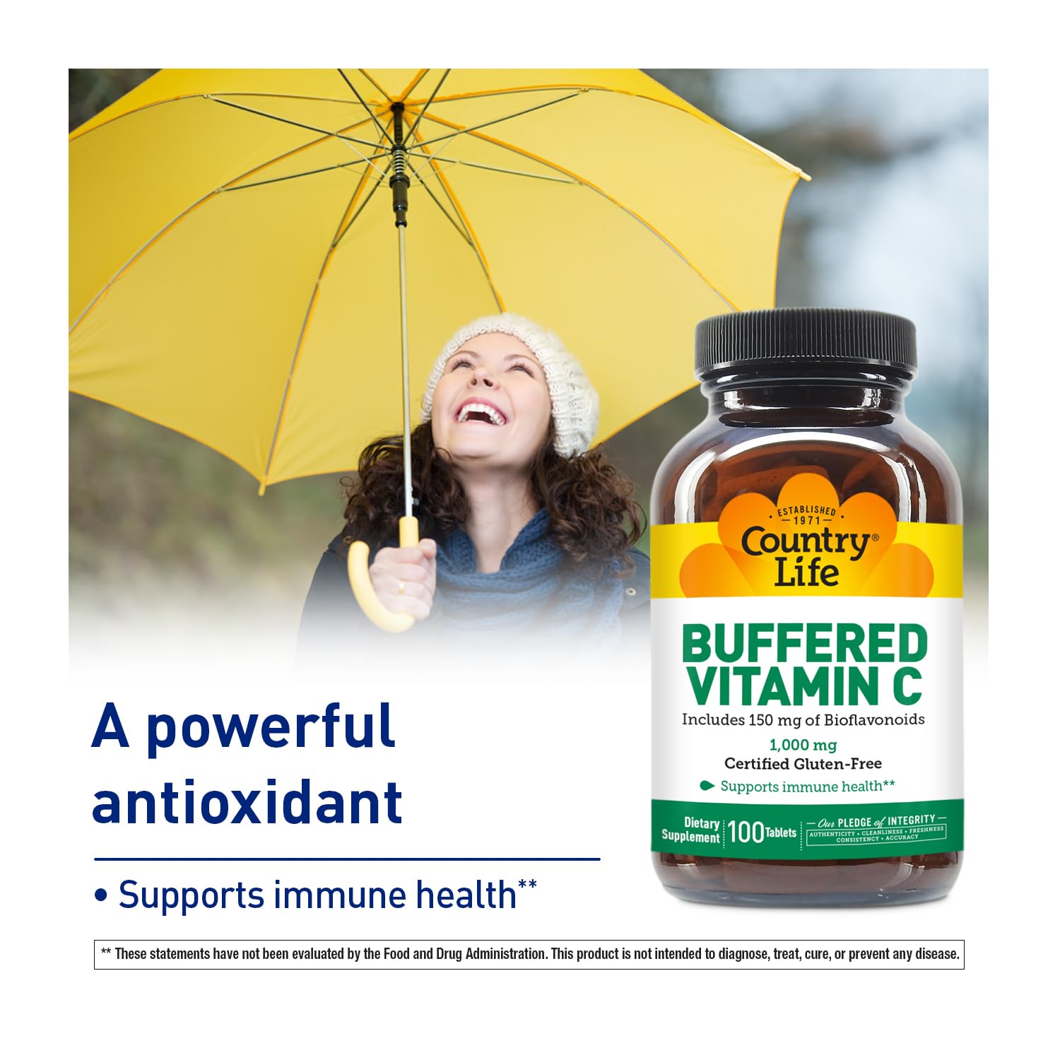 Tabletas veganas vitamina C Buffer Country Life